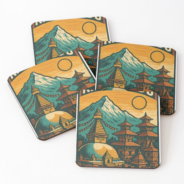 Item preview, Kathmandu Cityscape with Swayambhunath and Mountain Peaks designed and sold by Aryabek.
