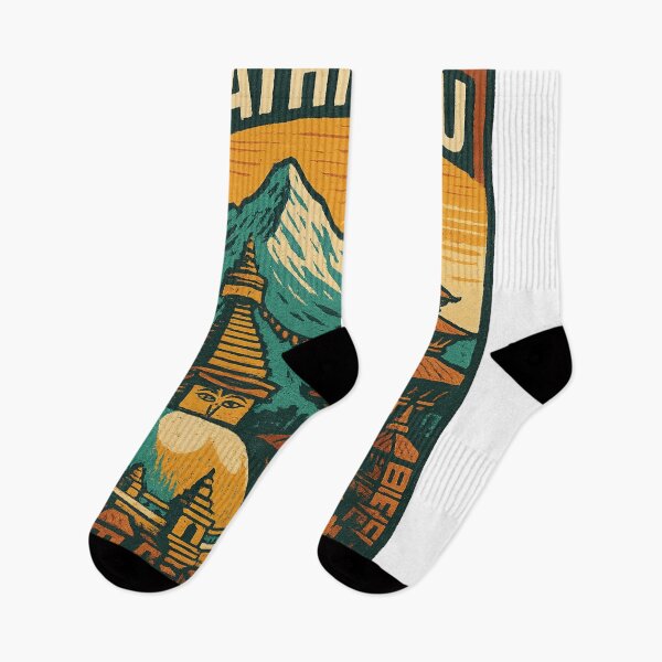 Item preview, Kathmandu Cityscape with Swayambhunath and Mountain Peaks designed and sold by Aryabek.