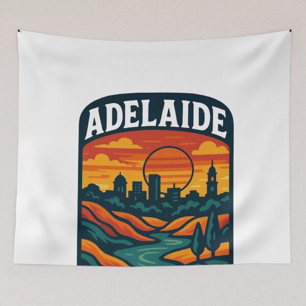Item preview, Adelaide Hills and Cityscape with Palms and River designed and sold by Aryabek.