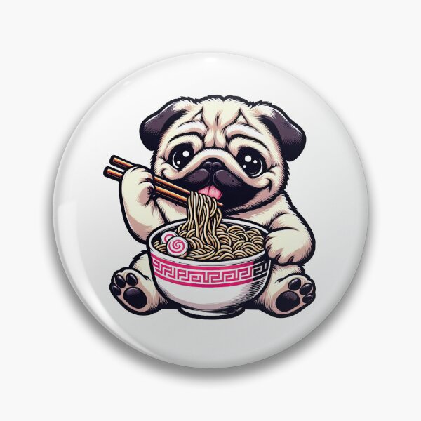 Item preview, Pug Anime Dog Eating Ramen Noodles designed and sold by doodIllustrate.