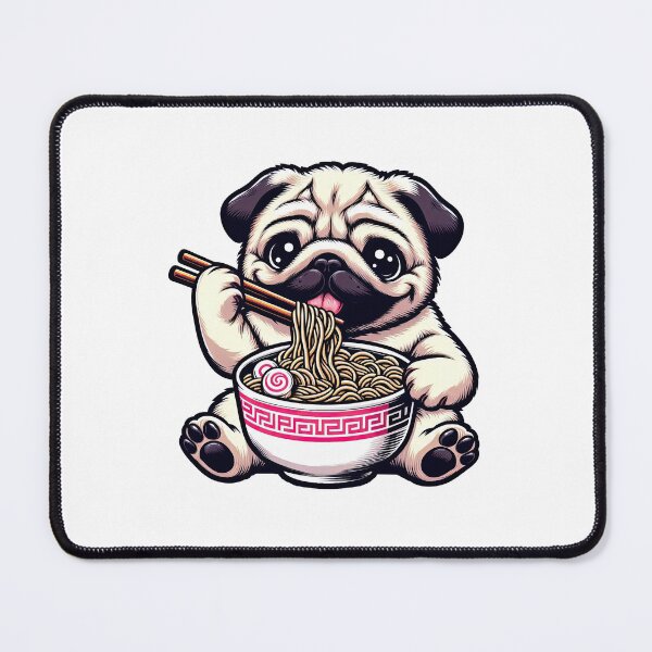 Item preview, Pug Anime Dog Eating Ramen Noodles designed and sold by doodIllustrate.