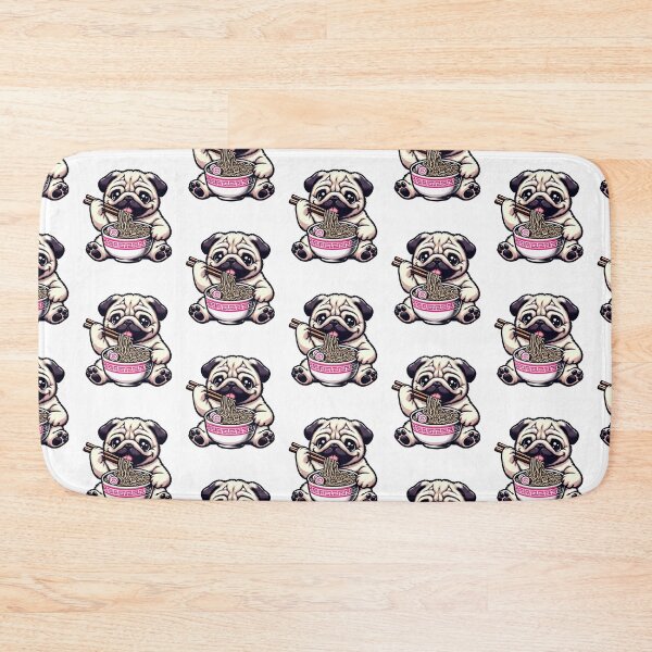 Item preview, Pug Anime Dog Eating Ramen Noodles designed and sold by doodIllustrate.
