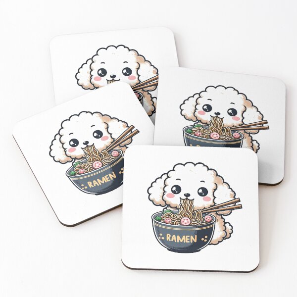 Item preview, Poodle Anime Dog Eating Ramen Noodles designed and sold by doodIllustrate.