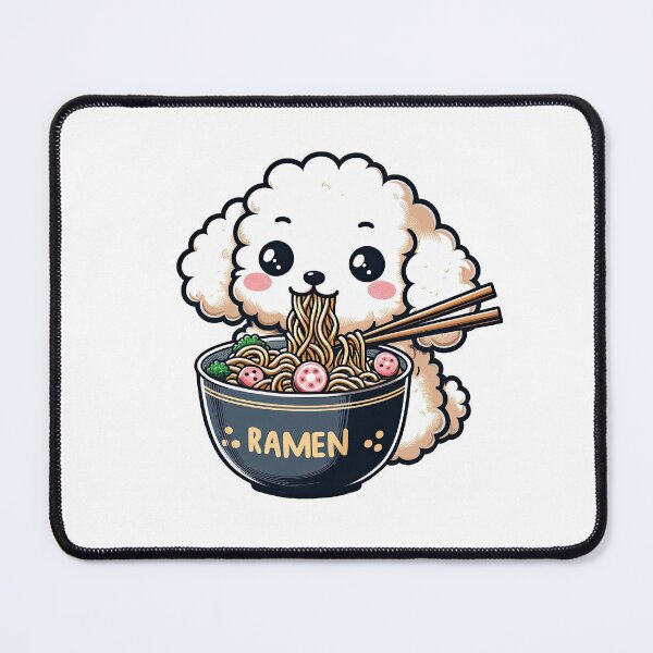 Item preview, Poodle Anime Dog Eating Ramen Noodles designed and sold by doodIllustrate.