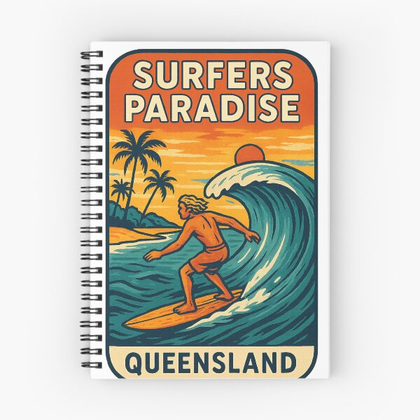 Item preview, Surfer Riding Wave at Sunset in Surfers Paradise, Queensland designed and sold by Aryabek.