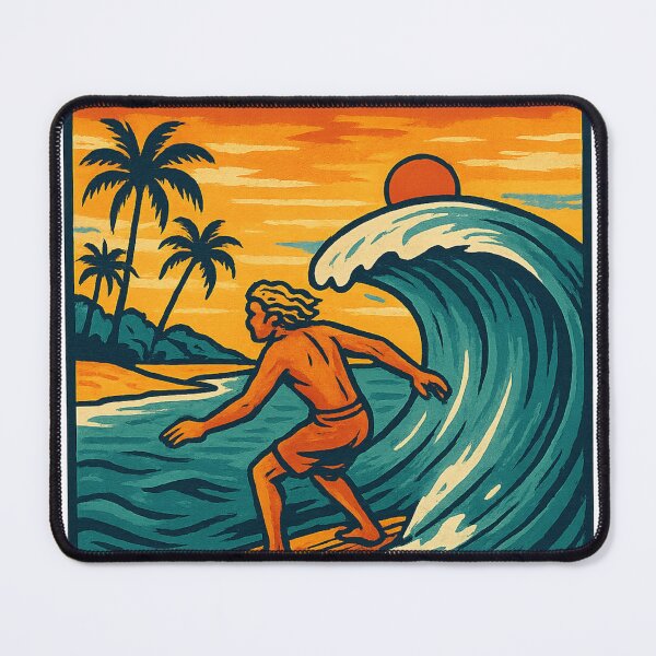 Item preview, Surfer Riding Wave at Sunset in Surfers Paradise, Queensland designed and sold by Aryabek.
