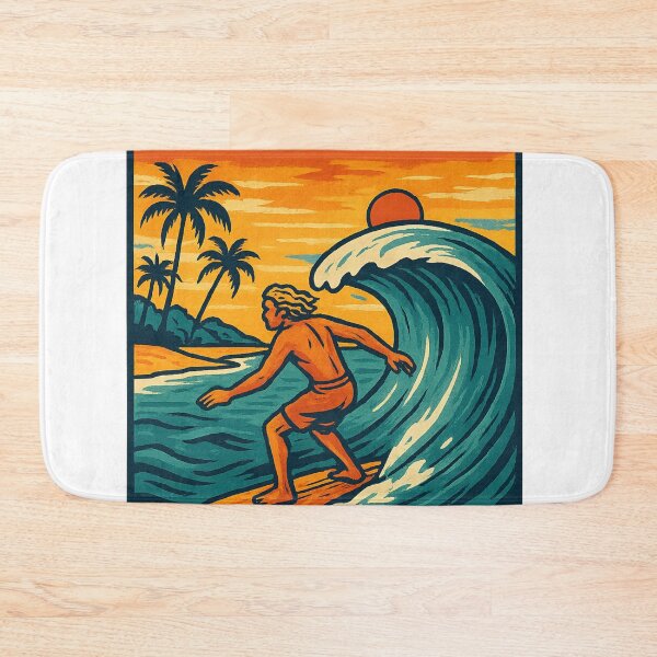 Item preview, Surfer Riding Wave at Sunset in Surfers Paradise, Queensland designed and sold by Aryabek.