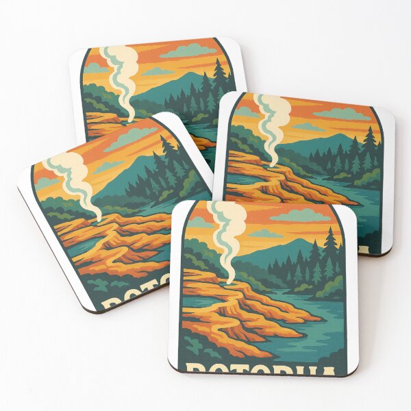 Item preview, Rotorua Geothermal Terraces and Steam at Sunset designed and sold by Aryabek.