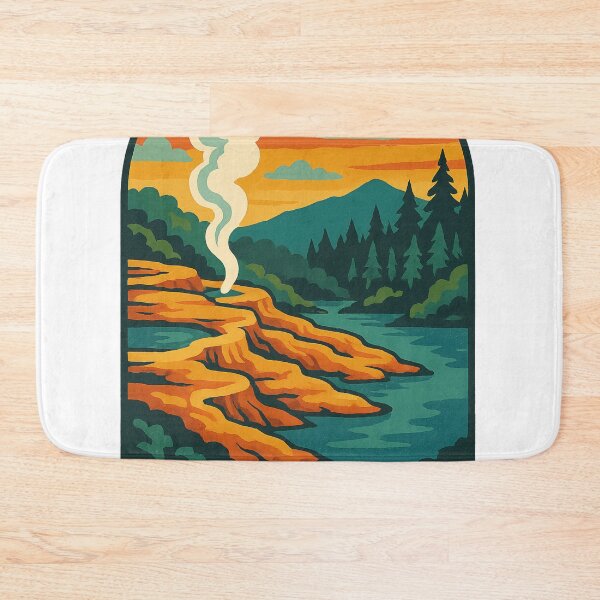 Item preview, Rotorua Geothermal Terraces and Steam at Sunset designed and sold by Aryabek.