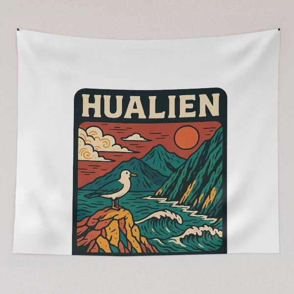 Item preview, Hualien Sunset Over Mountains and Ocean River Valley designed and sold by Aryabek.