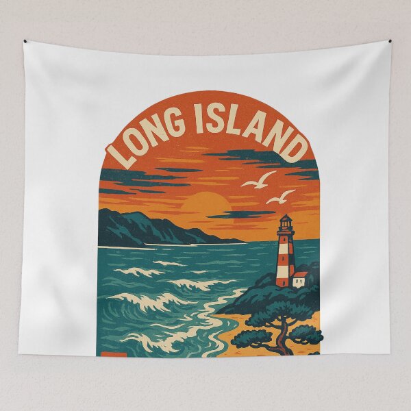 Item preview, Long Island Sunset Coastline with Lighthouse, New York designed and sold by Aryabek.
