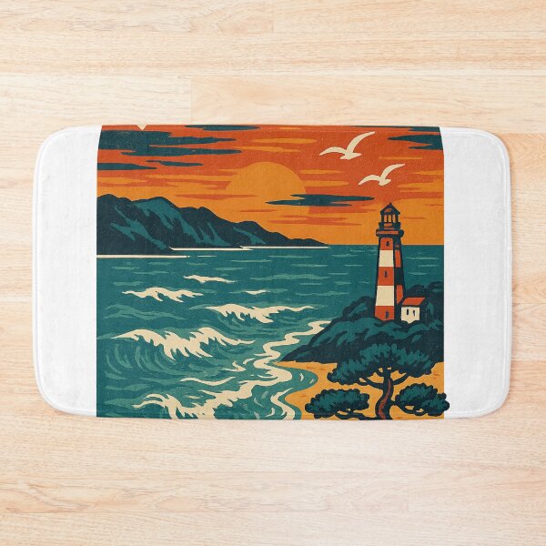 Item preview, Long Island Sunset Coastline with Lighthouse, New York designed and sold by Aryabek.