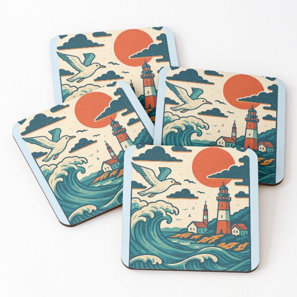 Item preview, Montauk Lighthouse and Ocean Wave at Sunset, Long Island designed and sold by Aryabek.