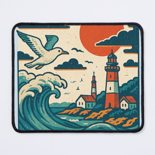 Item preview, Montauk Lighthouse and Ocean Wave at Sunset, Long Island designed and sold by Aryabek.