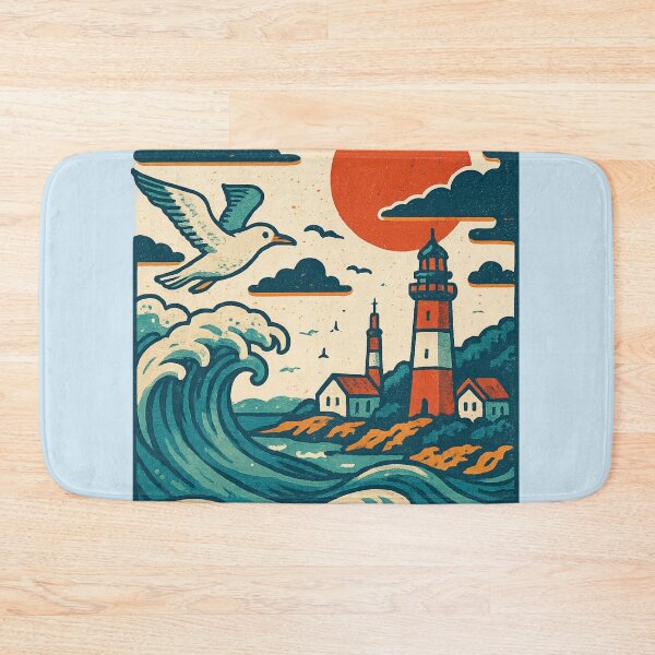 Item preview, Montauk Lighthouse and Ocean Wave at Sunset, Long Island designed and sold by Aryabek.