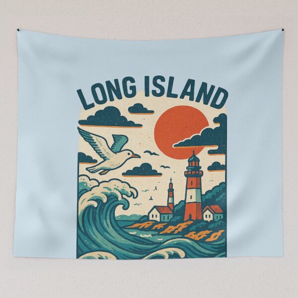 Item preview, Montauk Lighthouse and Ocean Wave at Sunset, Long Island designed and sold by Aryabek.