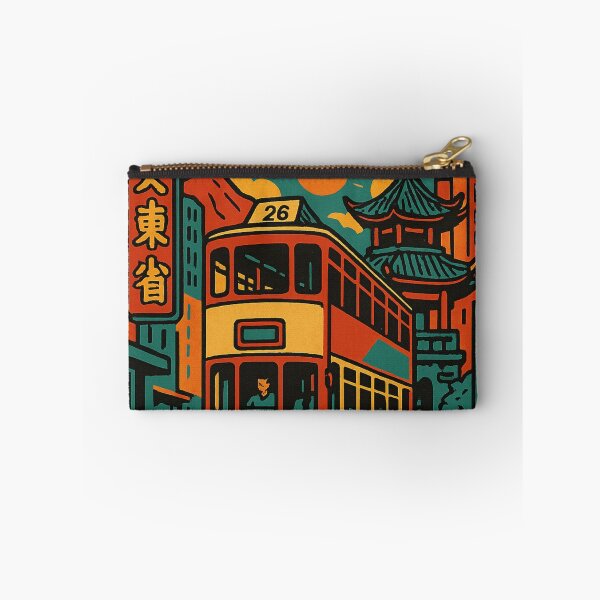 Item preview, Vintage Tram and Pagoda at Sunset in Hong Kong designed and sold by Aryabek.
