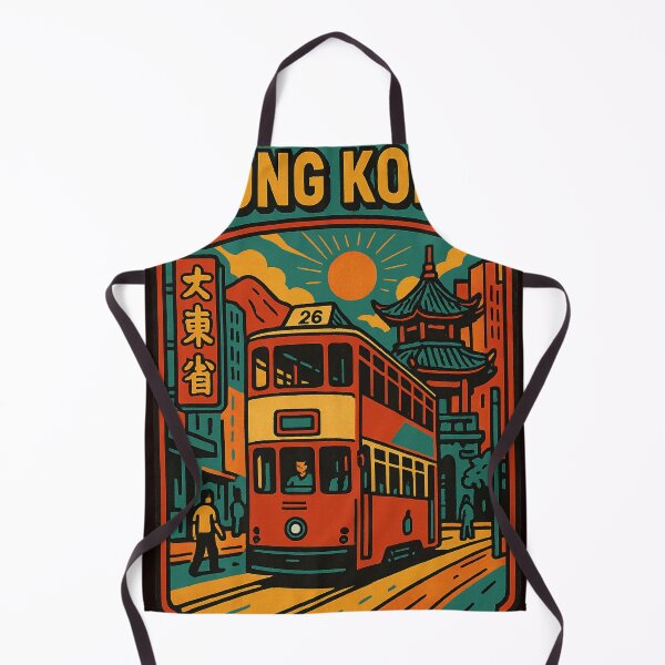 Item preview, Vintage Tram and Pagoda at Sunset in Hong Kong designed and sold by Aryabek.