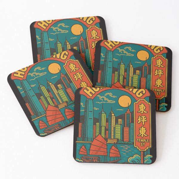 Item preview, Hong Kong Skyline and Temple Street Junk Boats at Dusk designed and sold by Aryabek.