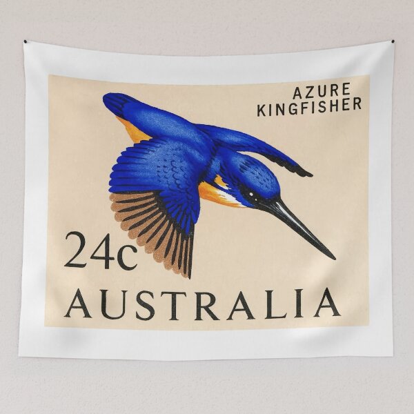 Item preview, 1966 Australia Azure Kingfisher Postage Stamp designed and sold by retrographics.