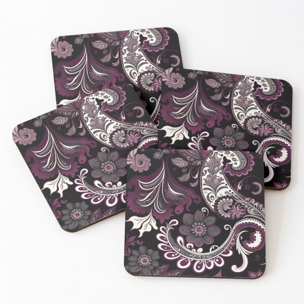 Item preview, Elegant Dark Paisley Pattern with Plum and Cream Floral Accents designed and sold by PaintbrushPlace.
