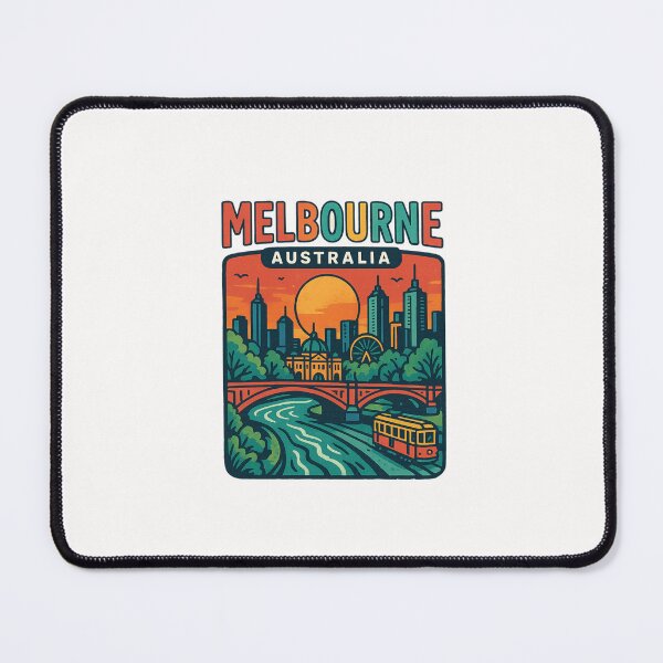 Item preview, Melbourne Skyline and Riverbank with Tram and Bridge designed and sold by Places On Earth.