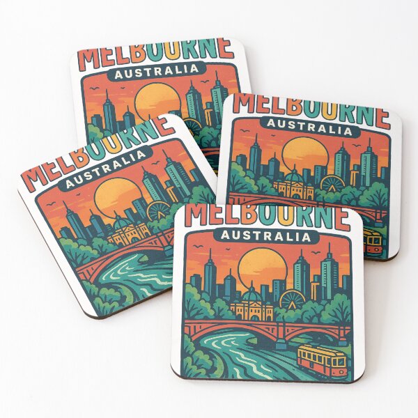 Item preview, Melbourne Skyline and Riverbank with Tram and Bridge designed and sold by Places On Earth.