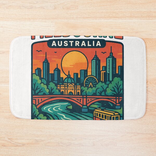 Item preview, Melbourne Skyline and Riverbank with Tram and Bridge designed and sold by Places On Earth.