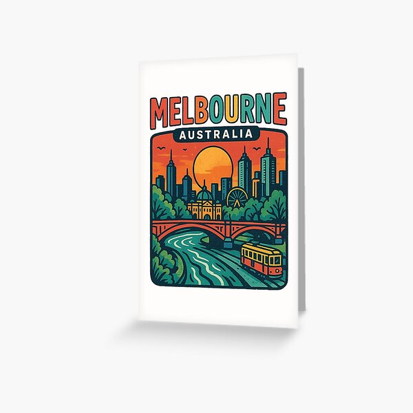 Item preview, Melbourne Skyline and Riverbank with Tram and Bridge designed and sold by Places On Earth.