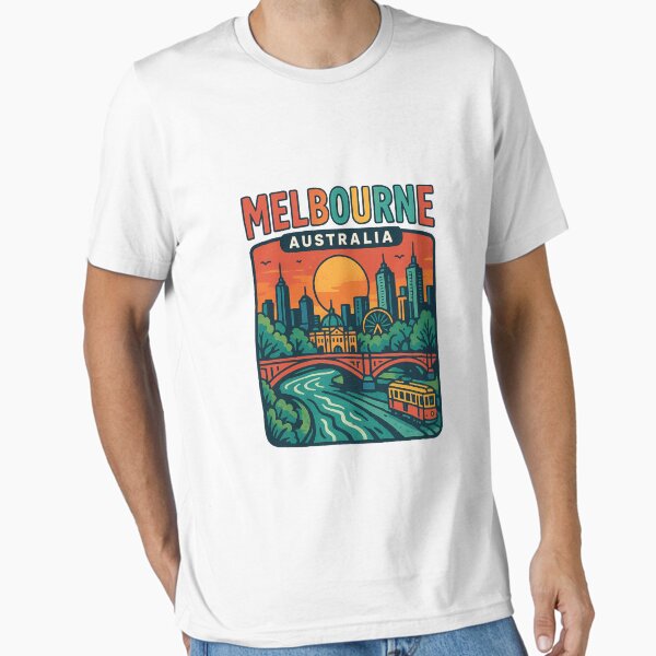 Item preview, Melbourne Skyline and Riverbank with Tram and Bridge designed and sold by Places On Earth.