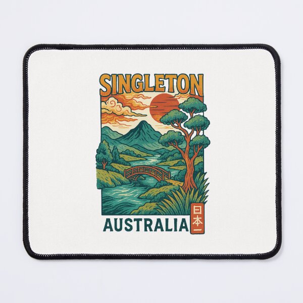 Item preview, Singleton Landscape with River, Bridge and Hills, Australia designed and sold by Places On Earth.