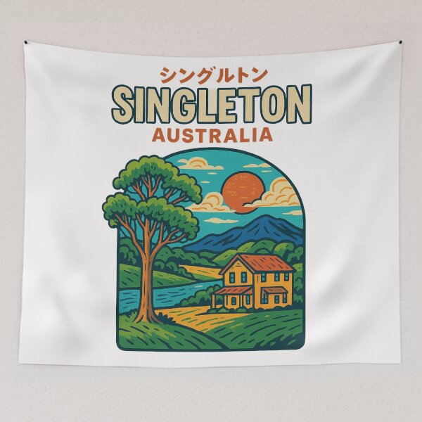 Item preview, Singleton Countryside with Farmhouse and River, New South Wales designed and sold by Places On Earth.