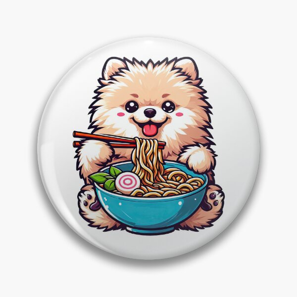 Item preview, Pomeranian Anime Dog Eating Ramen Noodles designed and sold by doodIllustrate.