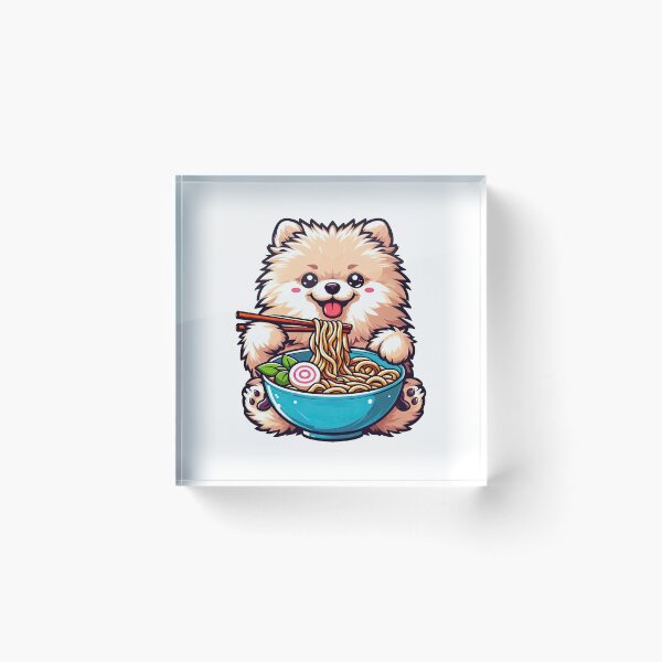 Item preview, Pomeranian Anime Dog Eating Ramen Noodles designed and sold by doodIllustrate.