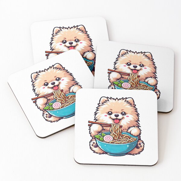 Item preview, Pomeranian Anime Dog Eating Ramen Noodles designed and sold by doodIllustrate.