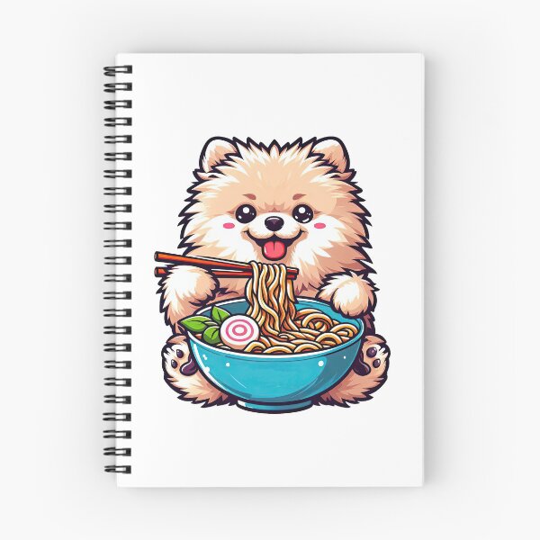 Item preview, Pomeranian Anime Dog Eating Ramen Noodles designed and sold by doodIllustrate.