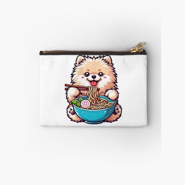 Item preview, Pomeranian Anime Dog Eating Ramen Noodles designed and sold by doodIllustrate.