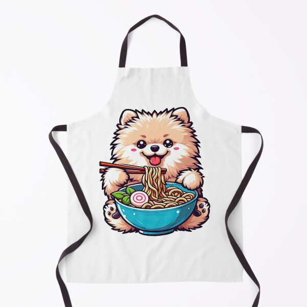 Item preview, Pomeranian Anime Dog Eating Ramen Noodles designed and sold by doodIllustrate.