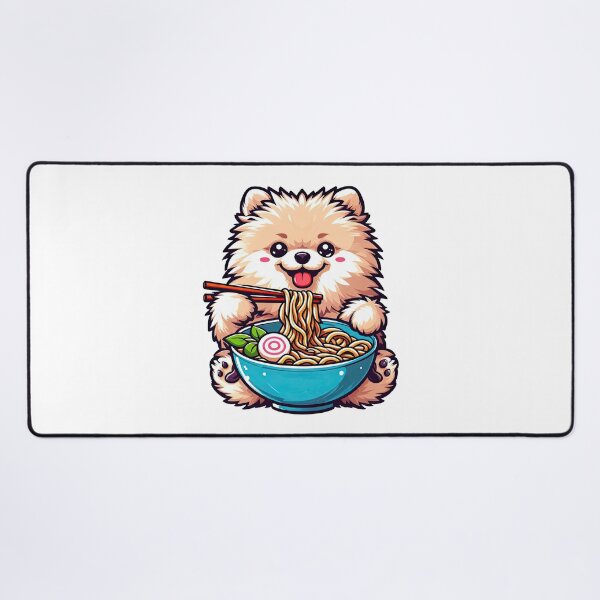 Item preview, Pomeranian Anime Dog Eating Ramen Noodles designed and sold by doodIllustrate.