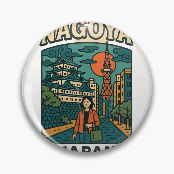 Item preview, Nagoya Castle and TV Tower Retro Sunset Poster, Japan designed and sold by Places On Earth.