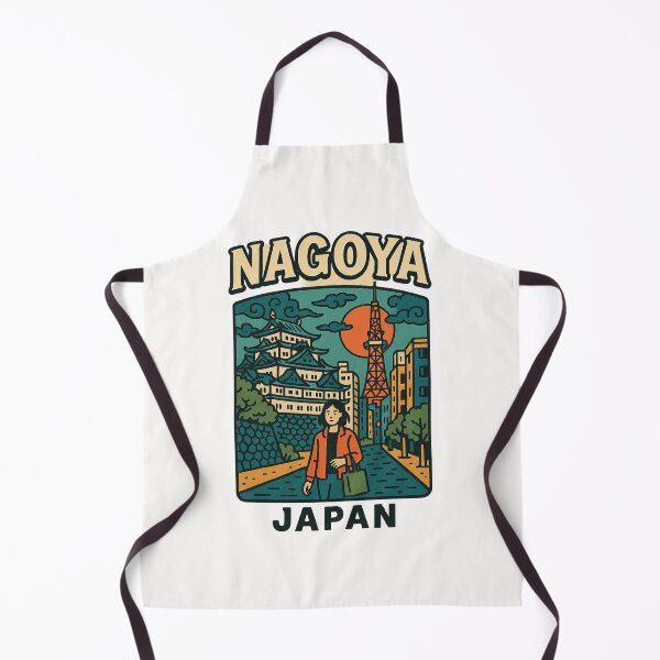 Item preview, Nagoya Castle and TV Tower Retro Sunset Poster, Japan designed and sold by Places On Earth.