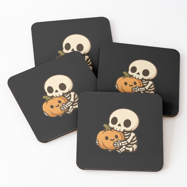 Item preview, Kawaii Skeleton Hugging a Pumpkin – Cute Halloween Vibes designed and sold by ColorSplash123.