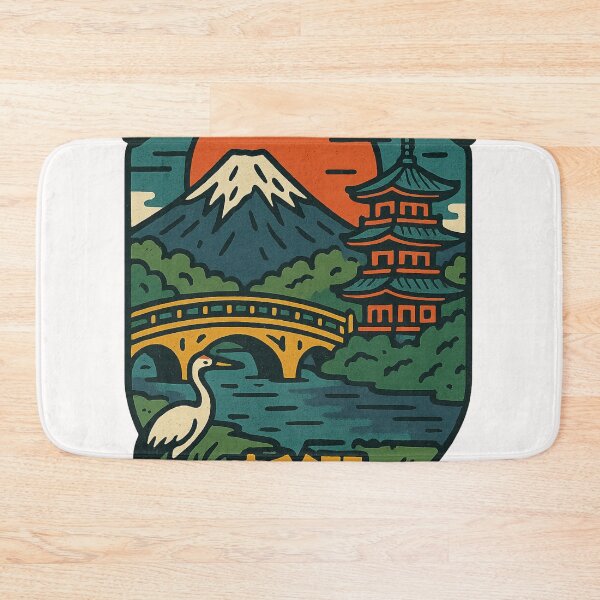 Item preview, Niigata Pagoda and Heron by River with Sunset Fuji designed and sold by Places On Earth.
