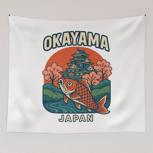 Item preview, Okayama Castle and Koi with Cherry Blossoms designed and sold by Places On Earth.