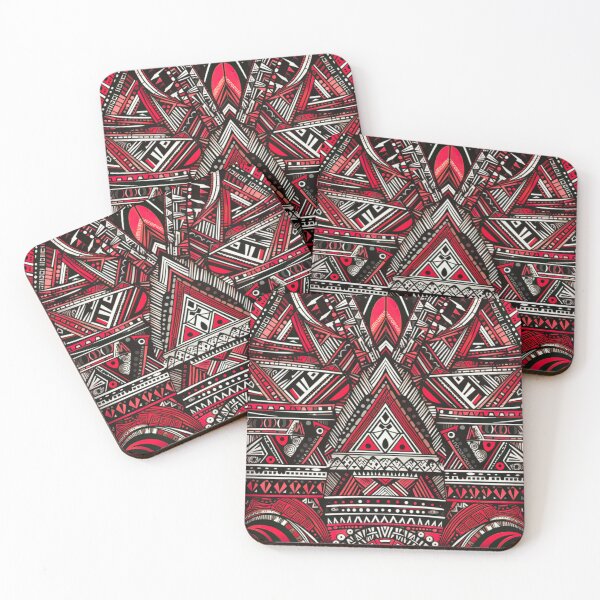Item preview, Bold Red and Black Tribal Geometric Pattern designed and sold by PaintbrushPlace.