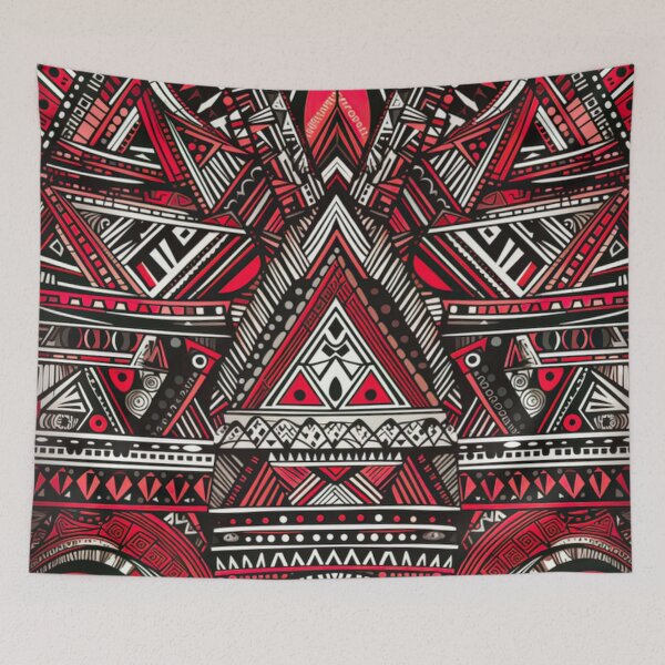 Item preview, Bold Red and Black Tribal Geometric Pattern designed and sold by PaintbrushPlace.
