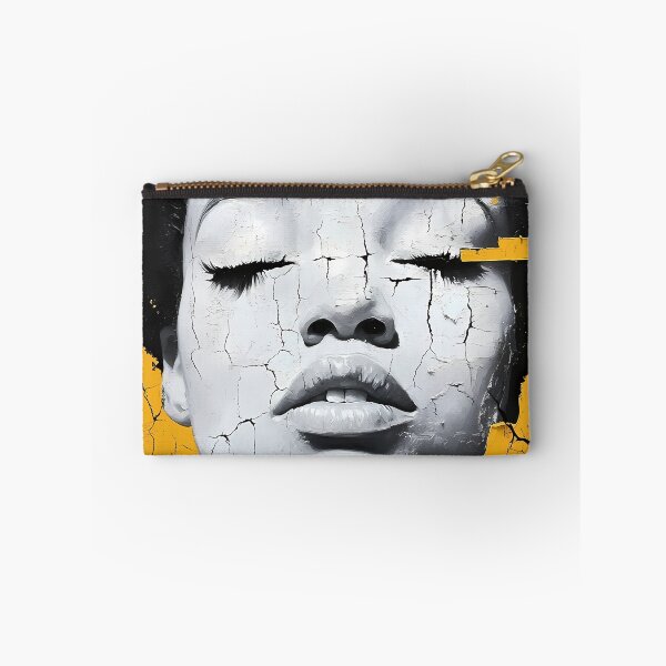 Item preview, Fractures in the Mask — Cracked Texture Portrait on Yellow designed and sold by Verbul.