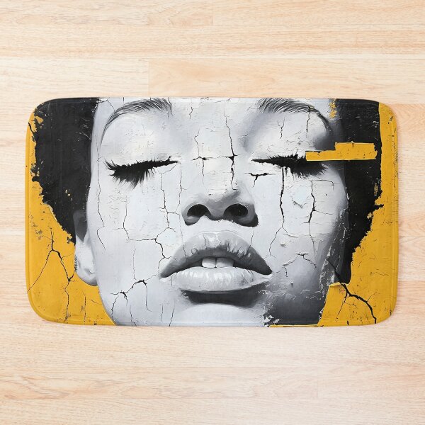 Item preview, Fractures in the Mask — Cracked Texture Portrait on Yellow designed and sold by Verbul.