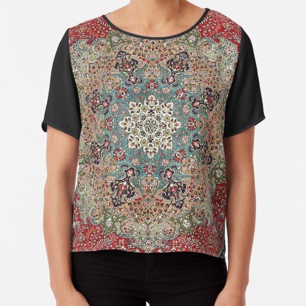 Vintage Antique Persian Carpet Print Chiffon Top