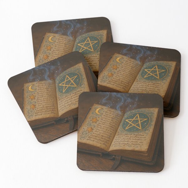 Item preview, Enchanted Grimoire – Glowing Spell Book with Pentacle designed and sold by MoonMommaMagic.